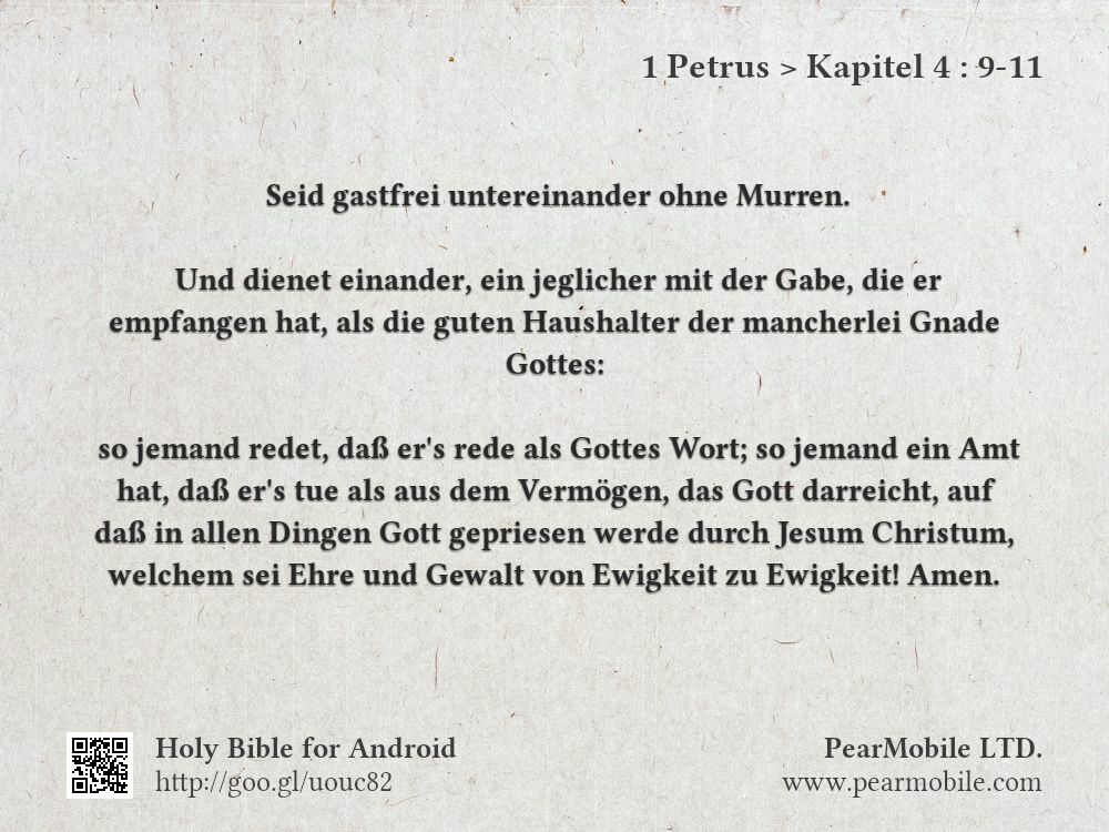 1 Petrus, Kapitel 4:9-11